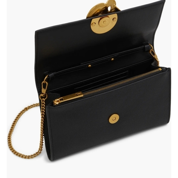 Ted Baker London Black Leather Magnolia Kira Gold Rose Clutch Crossbody Bag NWT - Picture 2 of 8